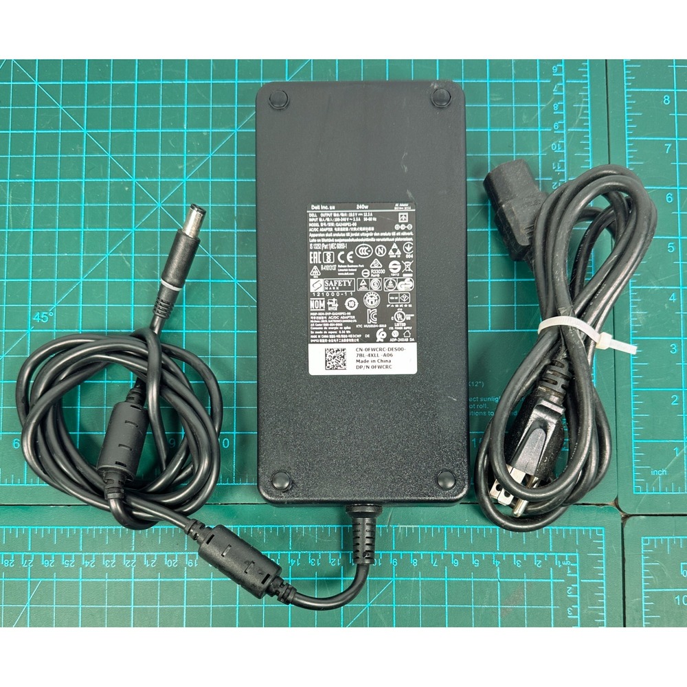 Dell 240W AC Adapter Charger 19.5V 12.3A GA240PE1-00 FWCRC Alienware Precision